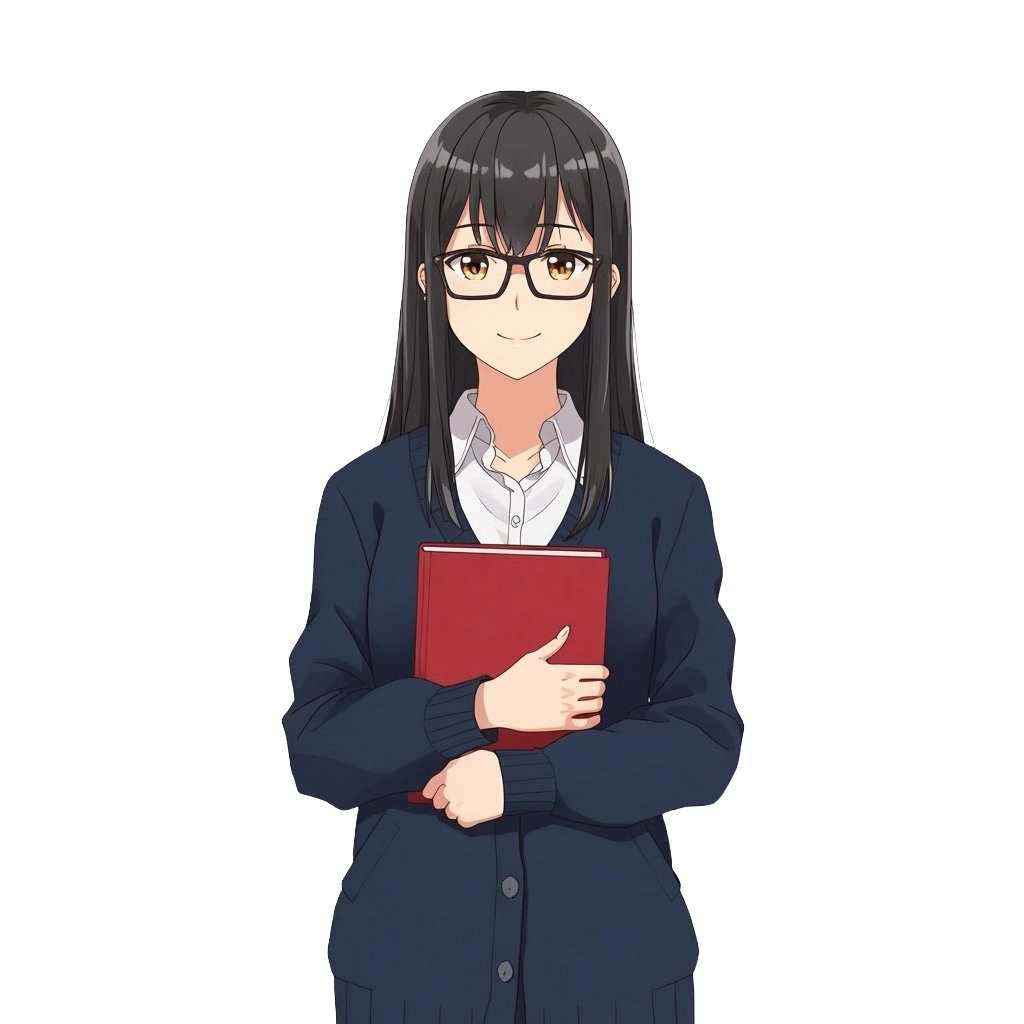 【立ち絵素材】クールな図書委員・司書風女性|表情差分12種