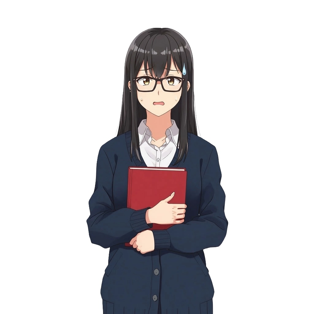 【立ち絵素材】クールな図書委員・司書風女性|表情差分12種