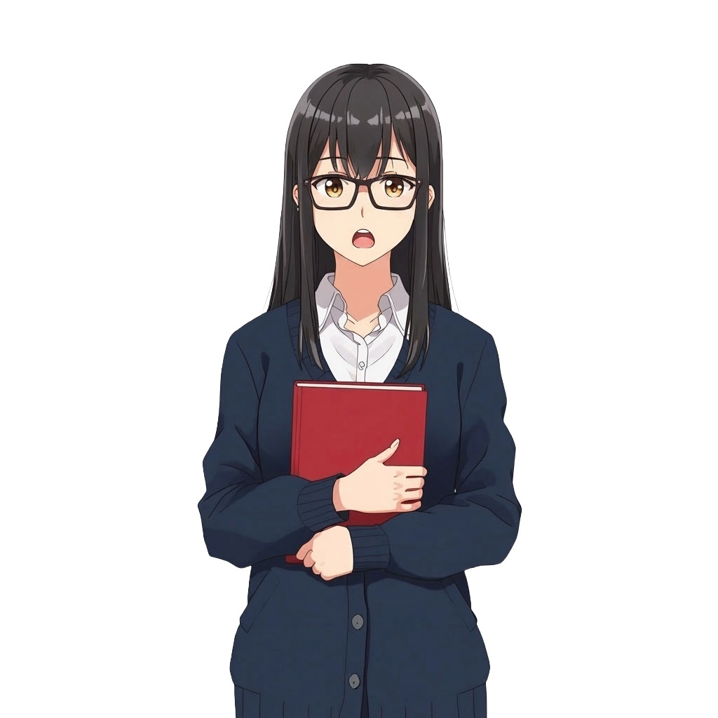 【立ち絵素材】クールな図書委員・司書風女性|表情差分12種