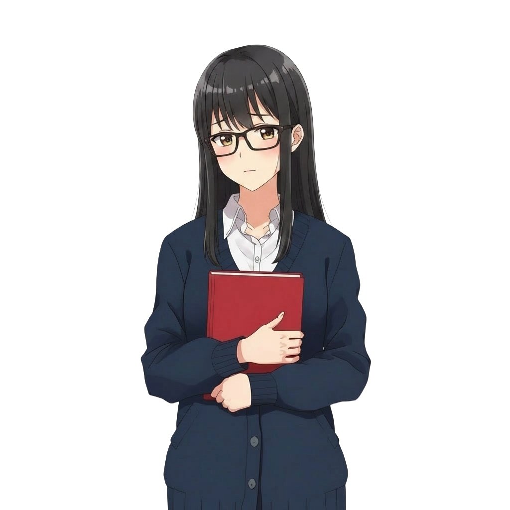【立ち絵素材】クールな図書委員・司書風女性|表情差分12種