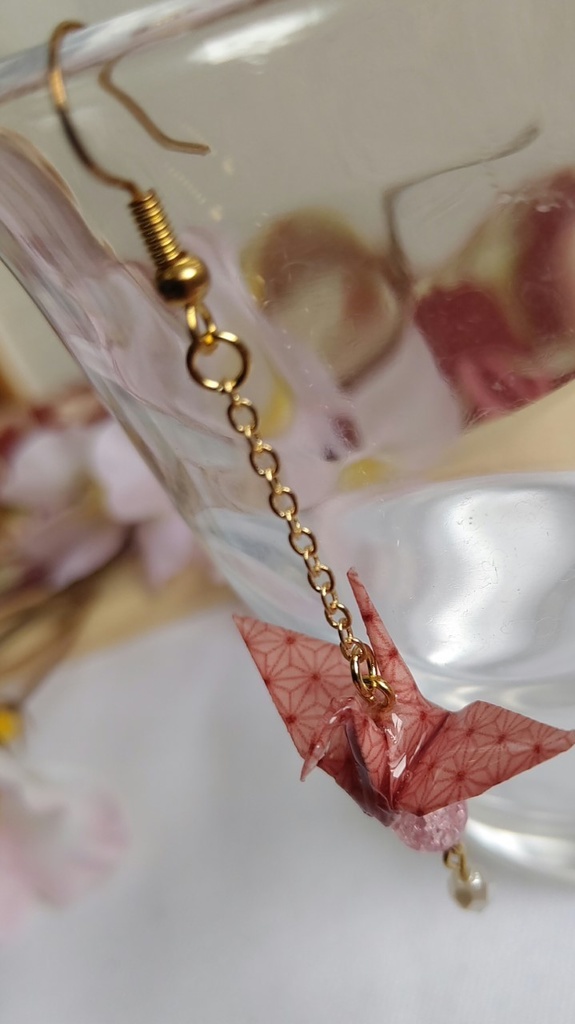 折鶴② 鬼滅の刃 竈門禰豆子イメージ イヤリング・ピアス