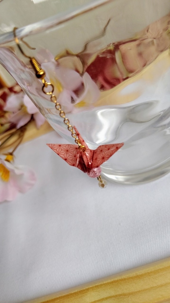 折鶴② 鬼滅の刃 竈門禰豆子イメージ イヤリング・ピアス