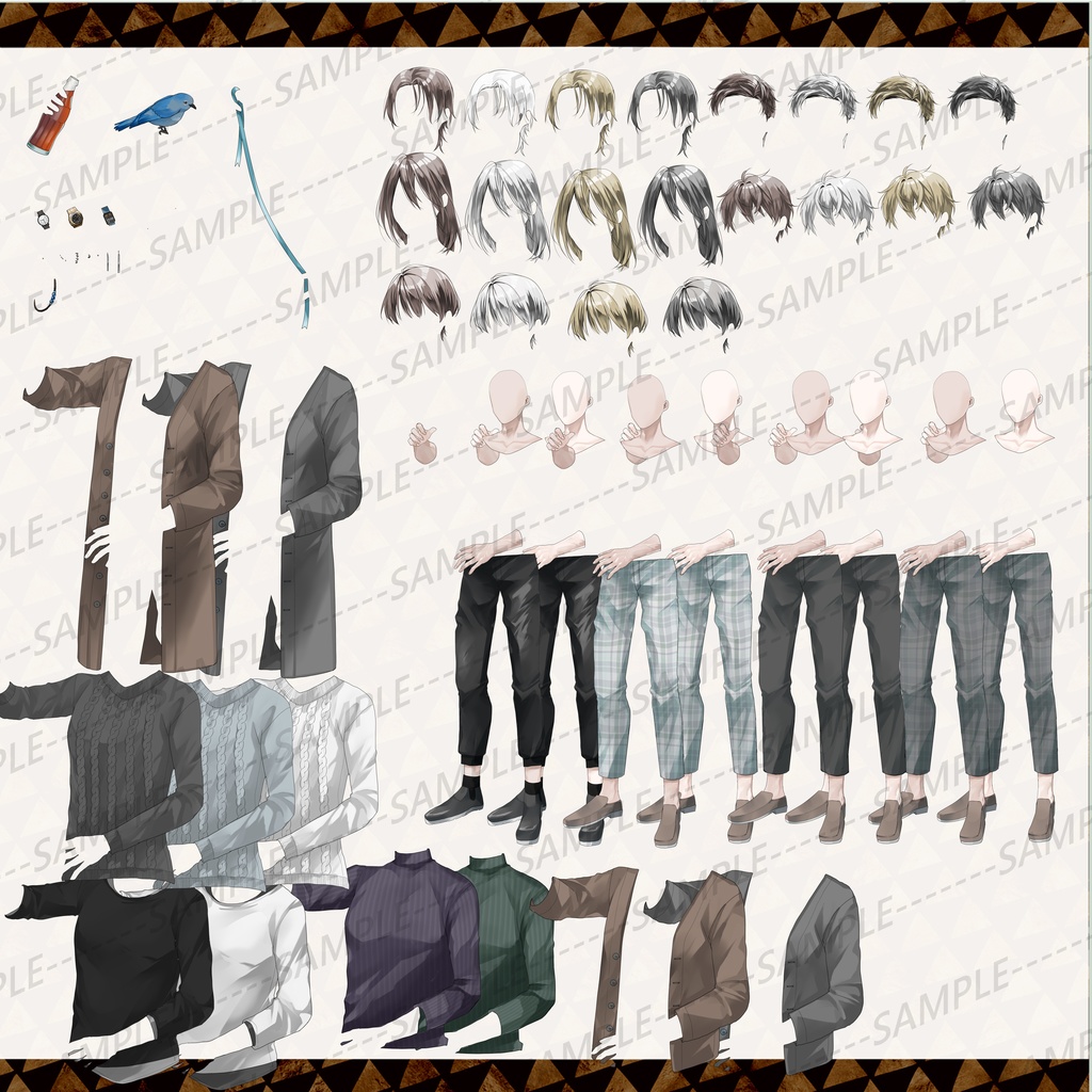 男性立ち絵素材(PSDファイル/お試し無料PNG素材あり)