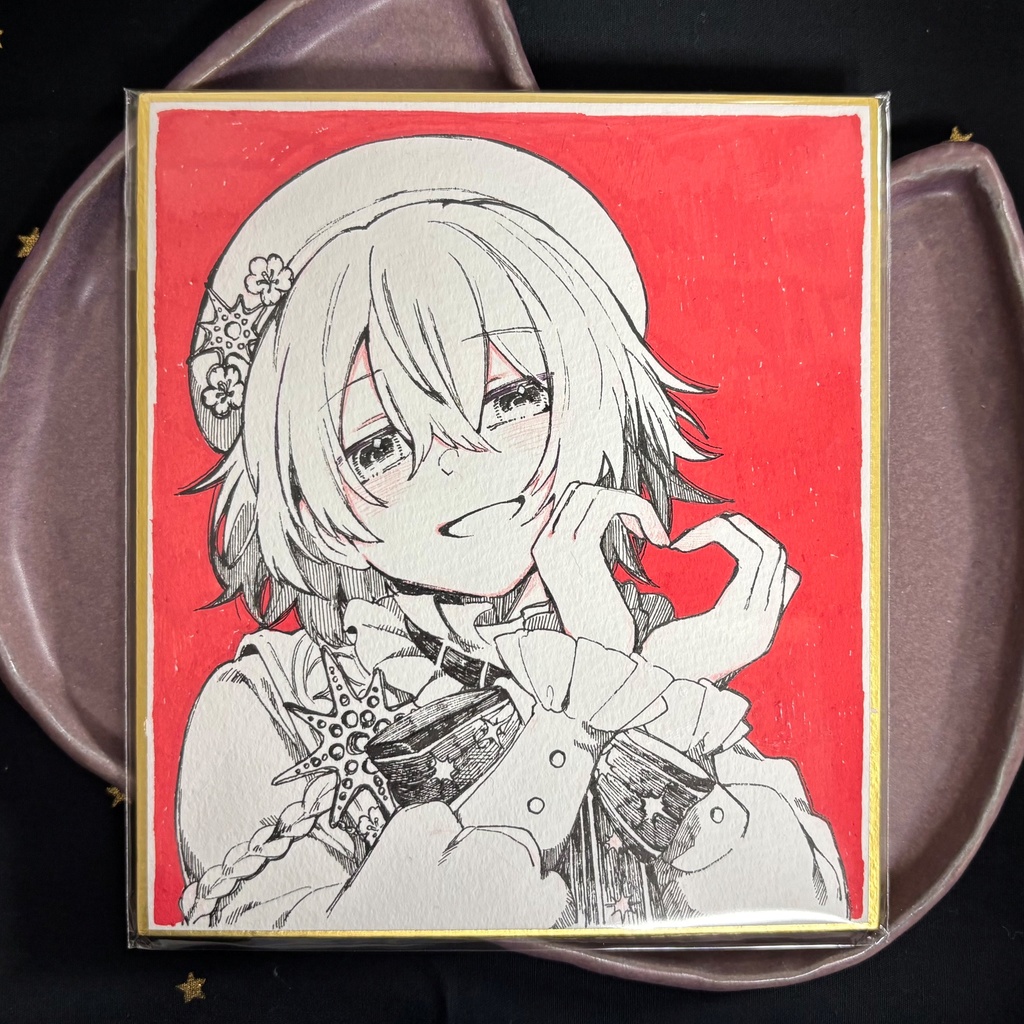 手書き線画色紙