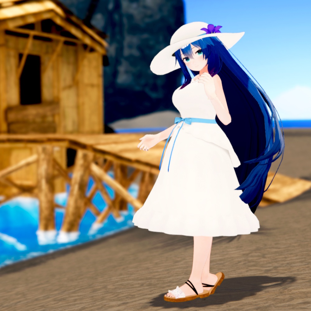 【無料】【桔梗対応】白いワンピースと帽子