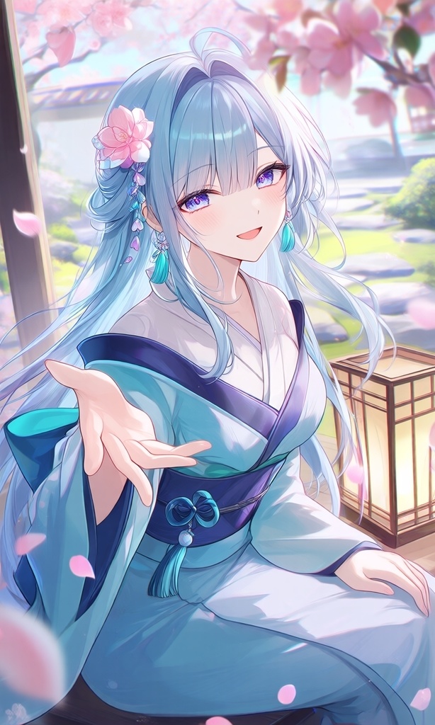 桜と無邪気な少女