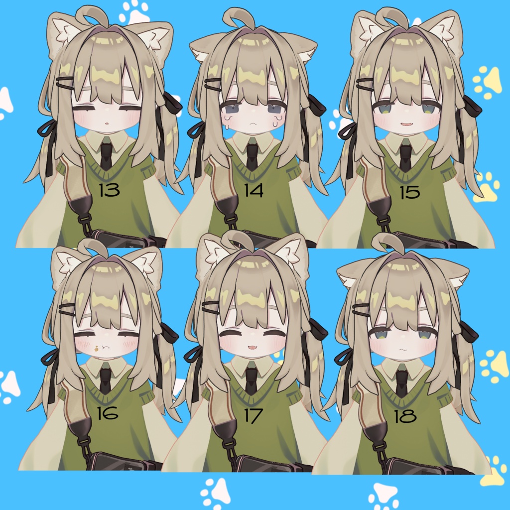 期間限定無料!【キプフェル向け】ねむたげ表情セット18種類