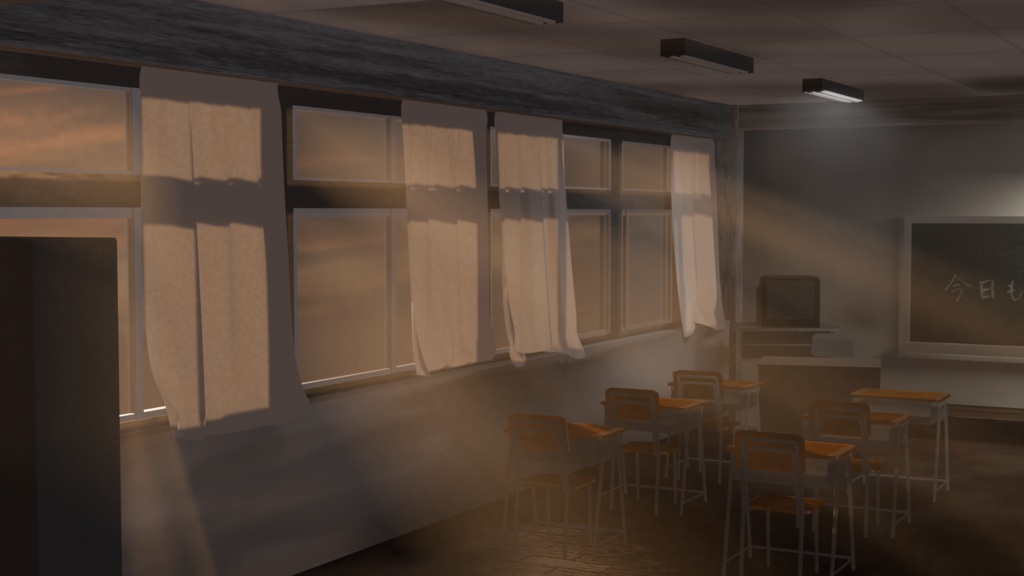【夕焼けの教室】3D背景モデル / Unity・VRChat対応