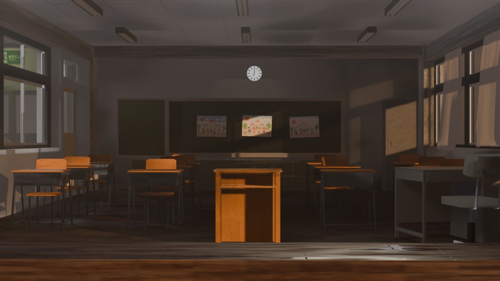 【夕焼けの教室】3D背景モデル / Unity・VRChat対応