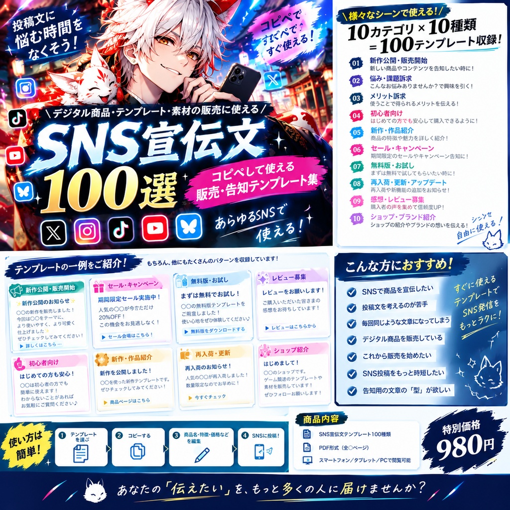SNS宣伝文100選｜コピペして使える販売・告知テンプレート集