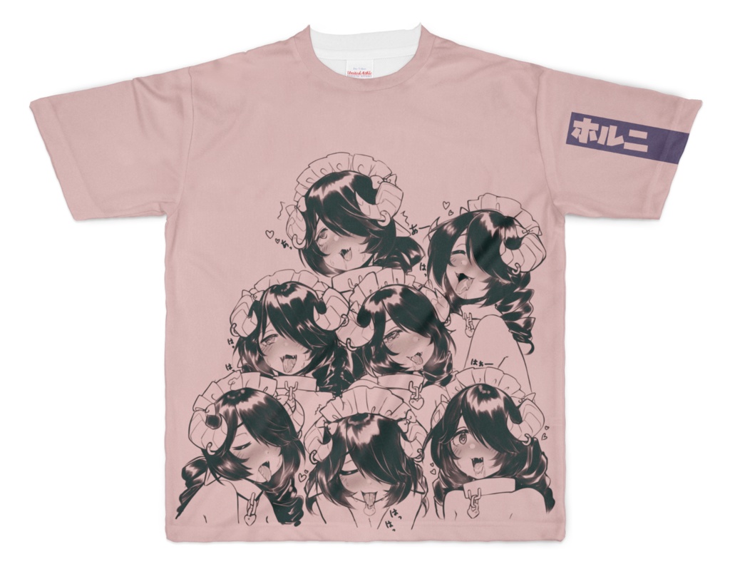 ホルニTシャツ「フルグラフィックTシャツ」「白/ピンク 」