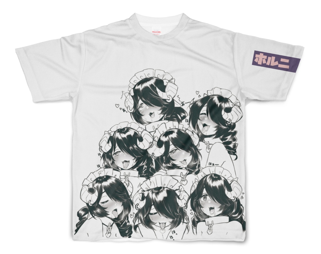 ホルニTシャツ「フルグラフィックTシャツ」「白/ピンク 」