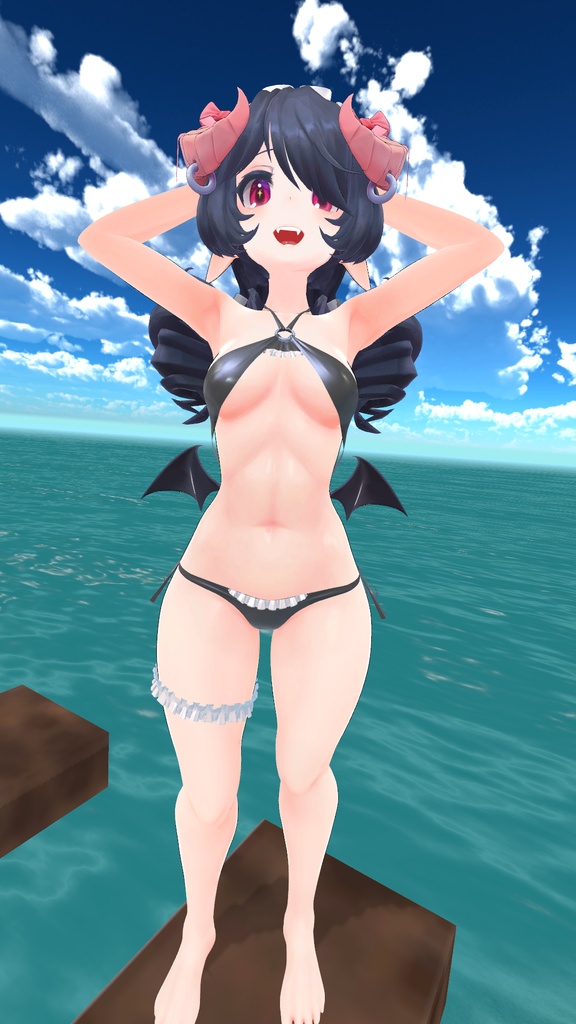 「3Dモデル」メイドキニ「VRC」「ビキニの装束」