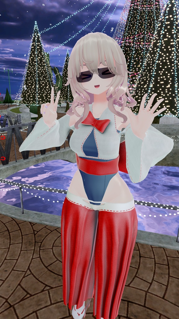 「3Dモデル」FLASTOREアバターの巫女さんクリスマスコスチューム