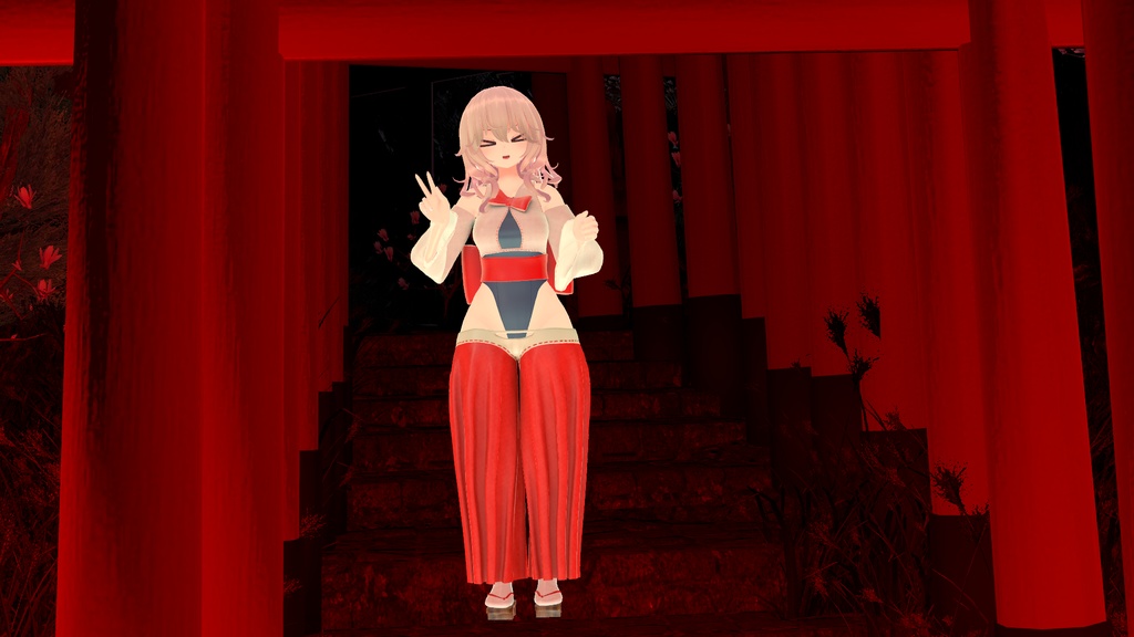 「3Dモデル」FLASTOREアバターの巫女さんクリスマスコスチューム