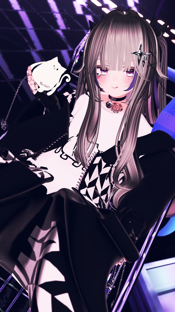 【Deorart モデル No.1リメイク】パンク系振袖パーカー・サルエルパンツコーデセット&とろとろねこNECOLA #BLUESTELLA