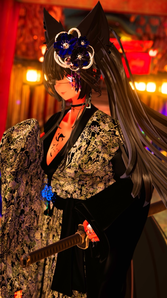 【#Deorart モデル No.4】モダン浴衣:燦然風雅 -sanzenfuga- 6アバター対応 #BLUESTELLA