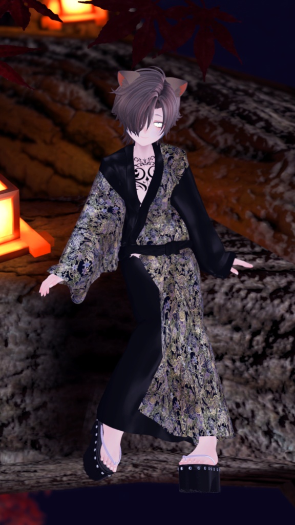 【#Deorart モデル No.4】モダン浴衣:燦然風雅 -sanzenfuga- 6アバター対応 #BLUESTELLA