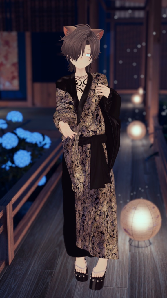 【#Deorart モデル No.4】モダン浴衣:燦然風雅 -sanzenfuga- 6アバター対応 #BLUESTELLA