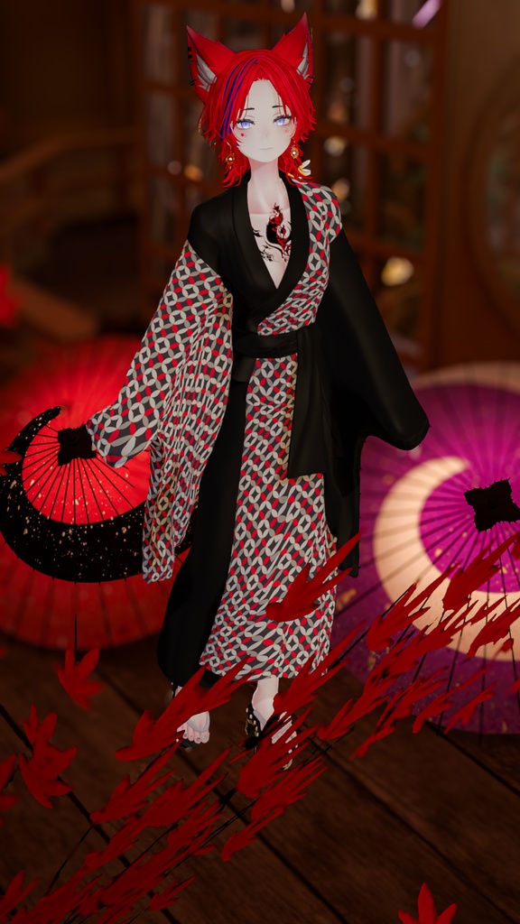 【#Deorart モデル No.4】モダン浴衣:燦然風雅 -sanzenfuga- 6アバター対応 #BLUESTELLA