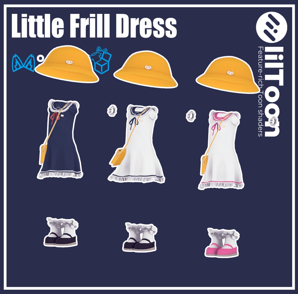 【12アバター対応】衣装3Dモデル『Little Frill Dress』