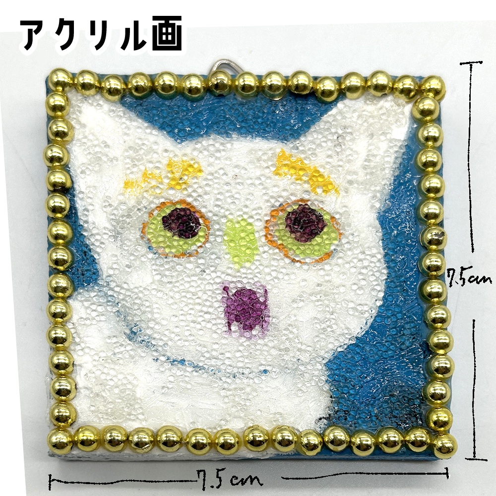 ミニアクリルキャンバス画【白猫フレーメン】7.5cm