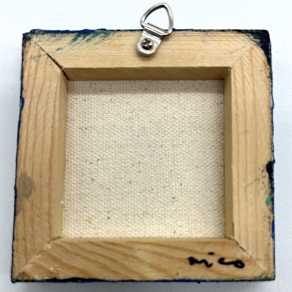 ミニアクリルキャンバス画 いかりんぼちゃん【ライム猫/パープル】7.5cm