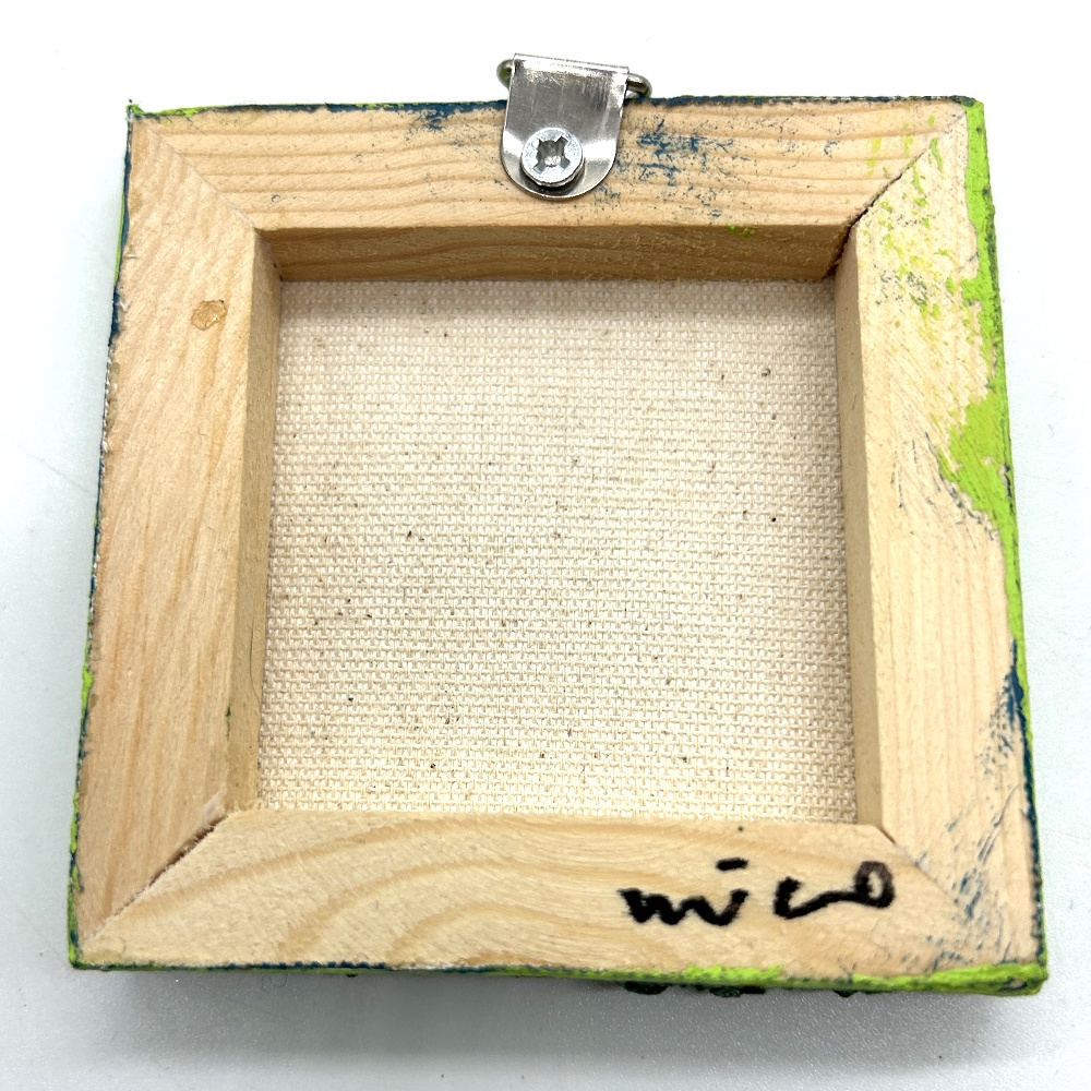 ミニアクリルキャンバス画 キラキラむっつりちゃん【シルバー/パープル/グリーン】7.5cm