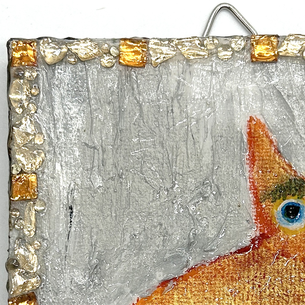 ミニアクリルキャンバス画【おすましオレンジ猫】10cm