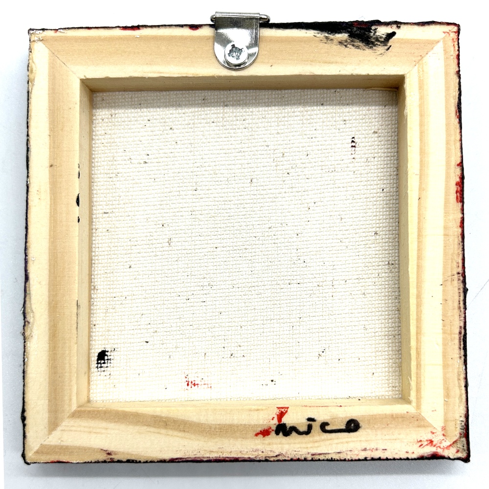 ミニアクリルキャンバス画【フレーメン青猫】10cm