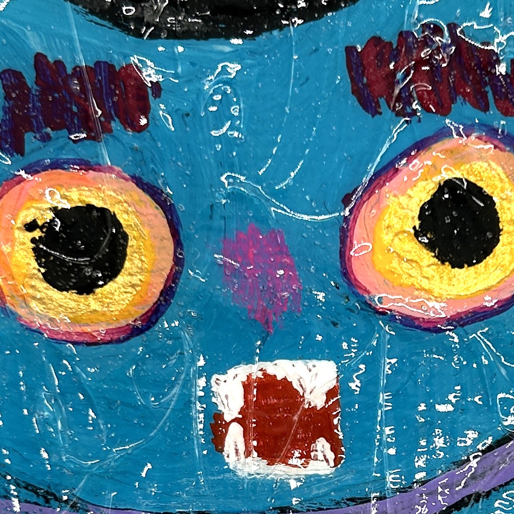 ミニアクリルキャンバス画【フレーメン青猫】10cm