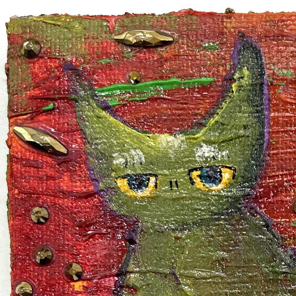 ミニアクリルキャンバス画 猫【オータムキャット】10cm