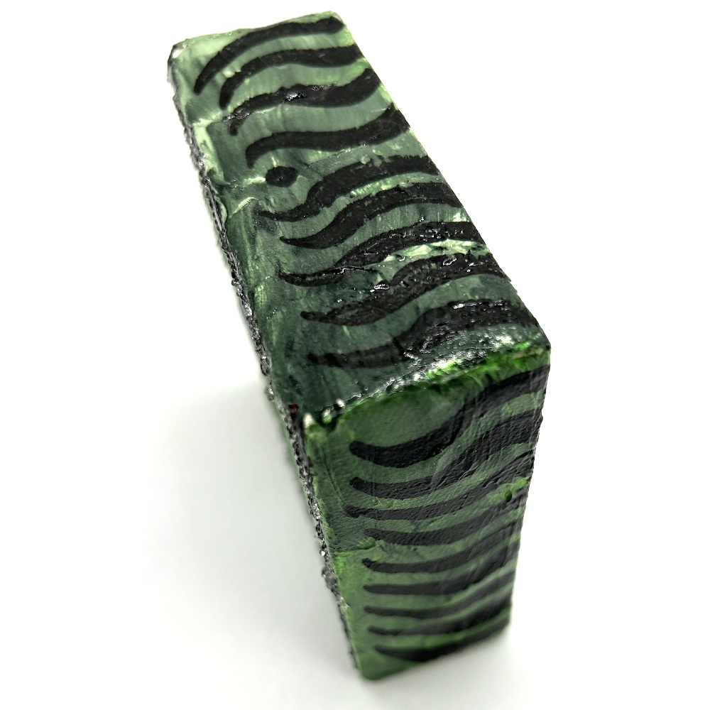 ミニアクリルキャンバス画 置き型 猫【グリーン】10cm