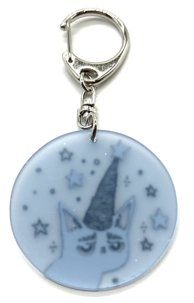 ツノねこアクキー くすみブルー