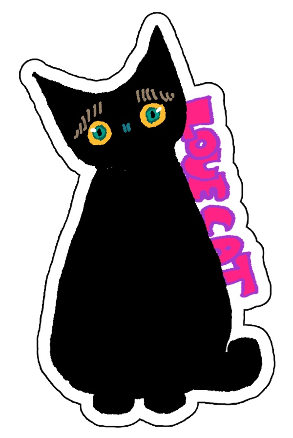黒猫　ダイカット　ステッカー