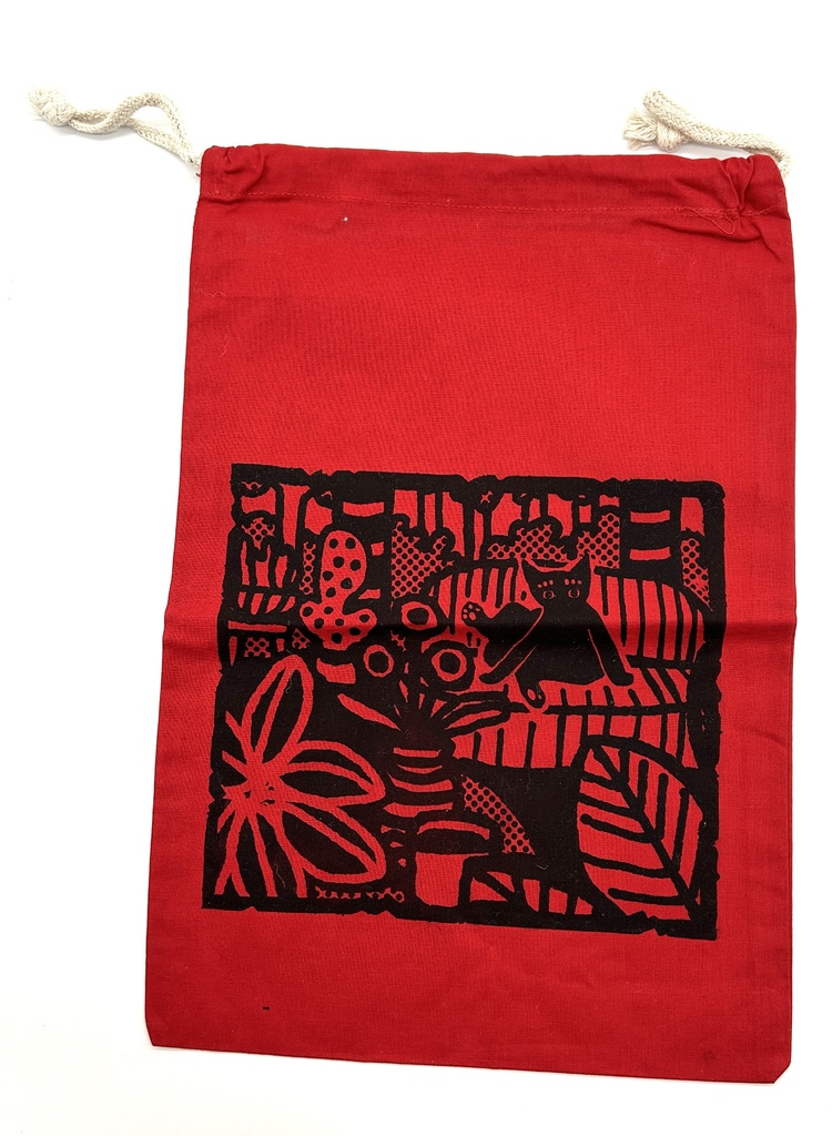 巾着袋 南国猫 シルクスクリーン制作