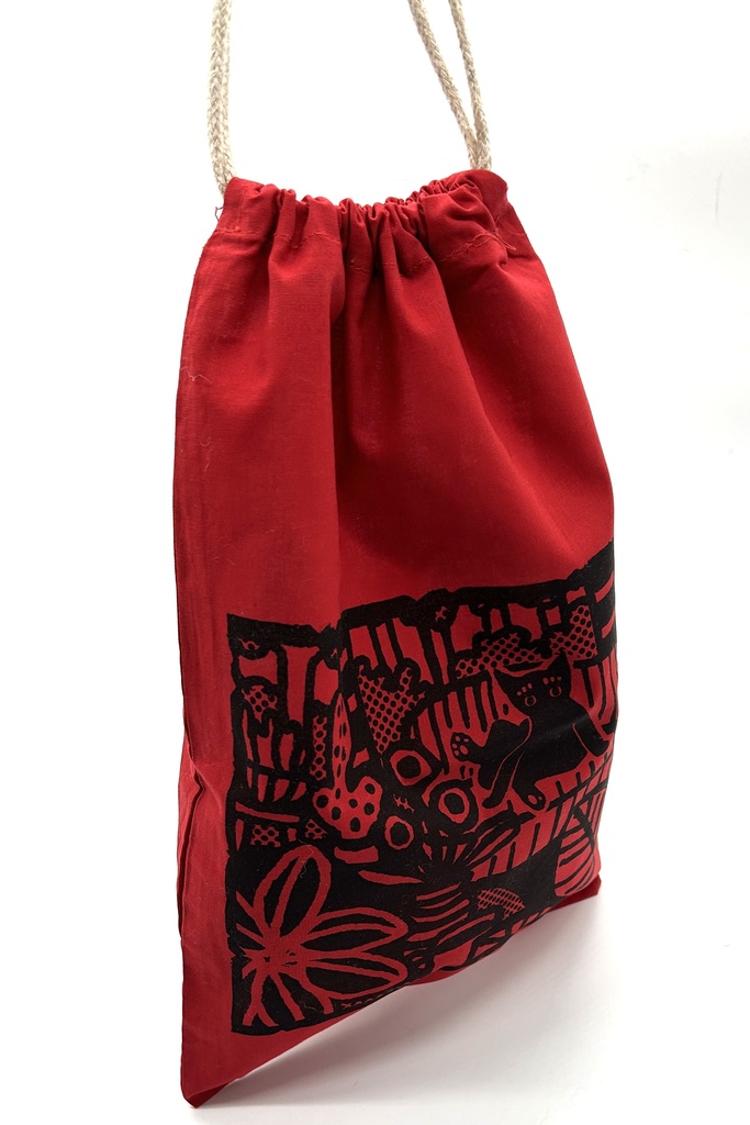 巾着袋 南国猫 シルクスクリーン制作