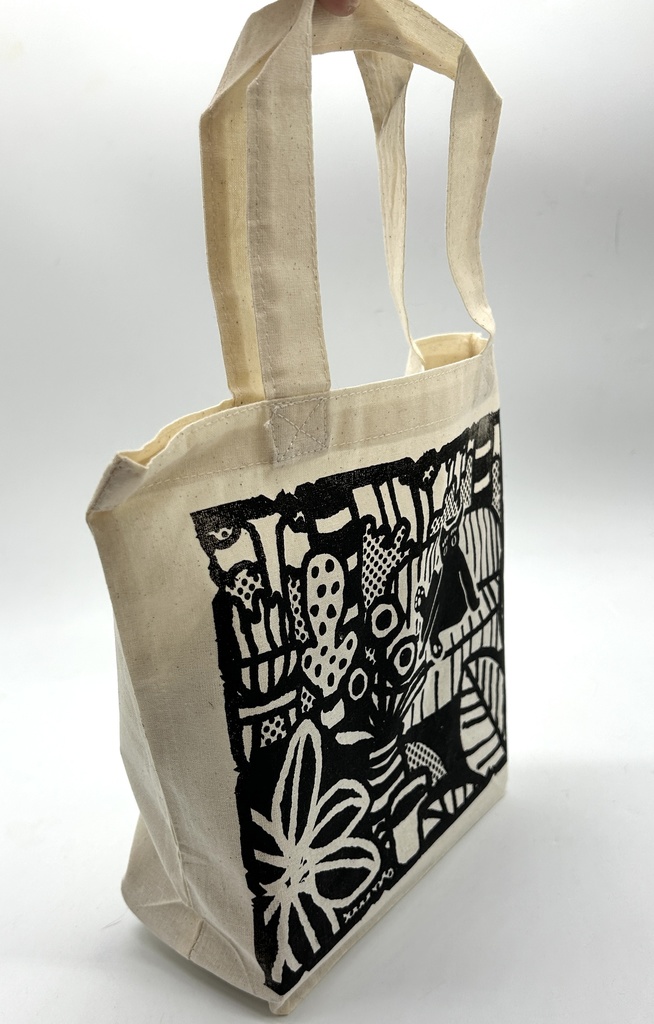 薄い生地で軽いランチバッグ　南国猫