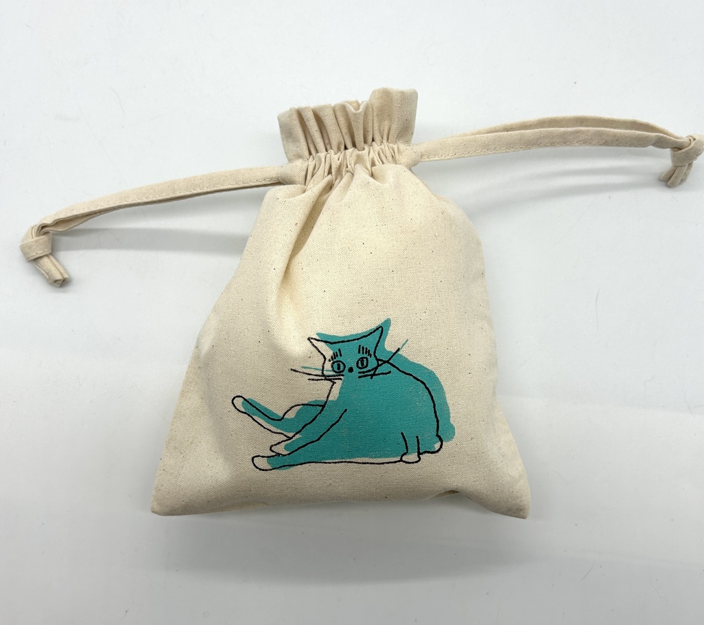 巾着　猫　シルクスクリーン2色刷り