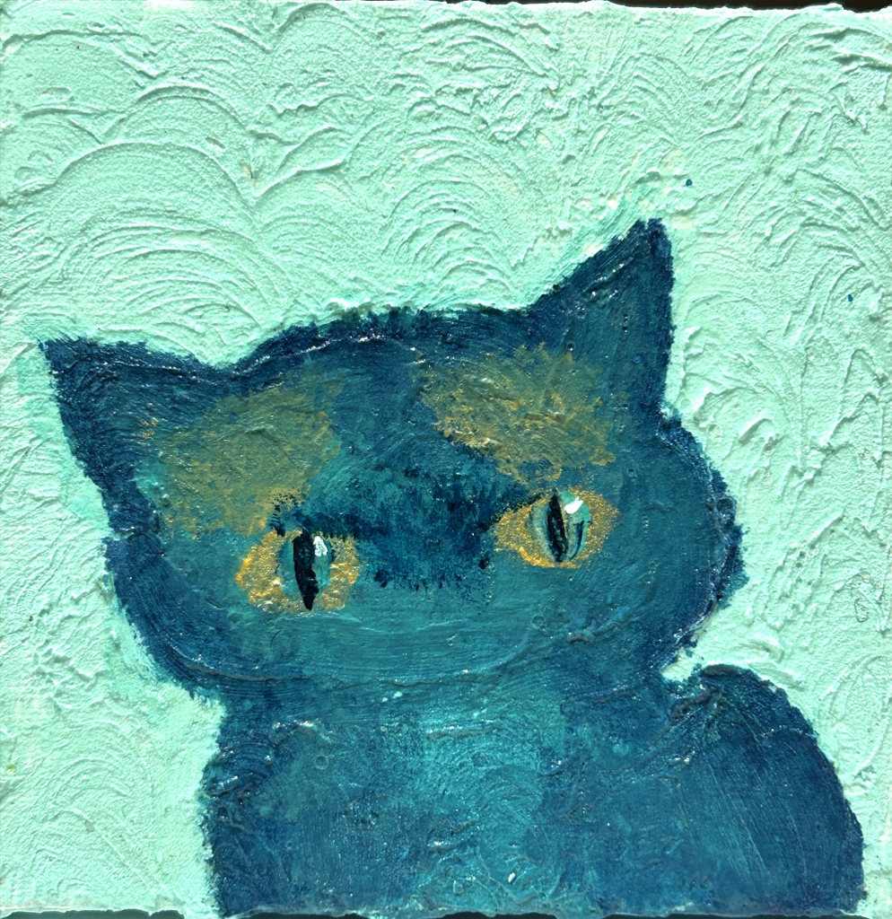 SKY CAT ミニアクリル画　　キャンバス10×10cm