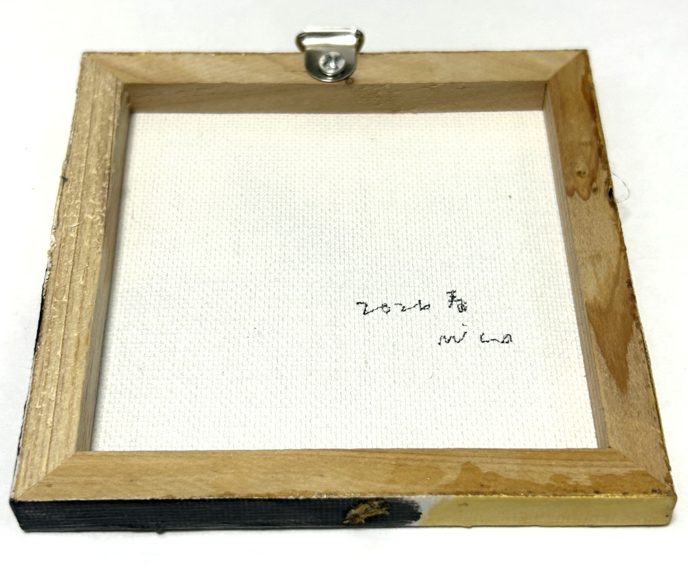 スピードイエロー猫 ミニアクリル画 キャンバス10×10cm
