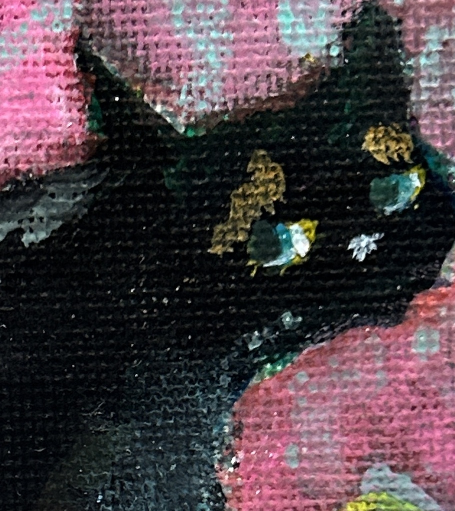 振向き猫 ミニアクリル画 キャンバスボード 10×10cm