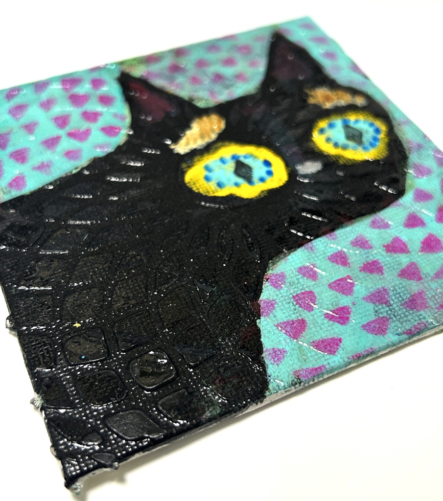 ぐるぐるTFNYブルーちゃん ミニアクリル画 キャンバスボード10×10cm