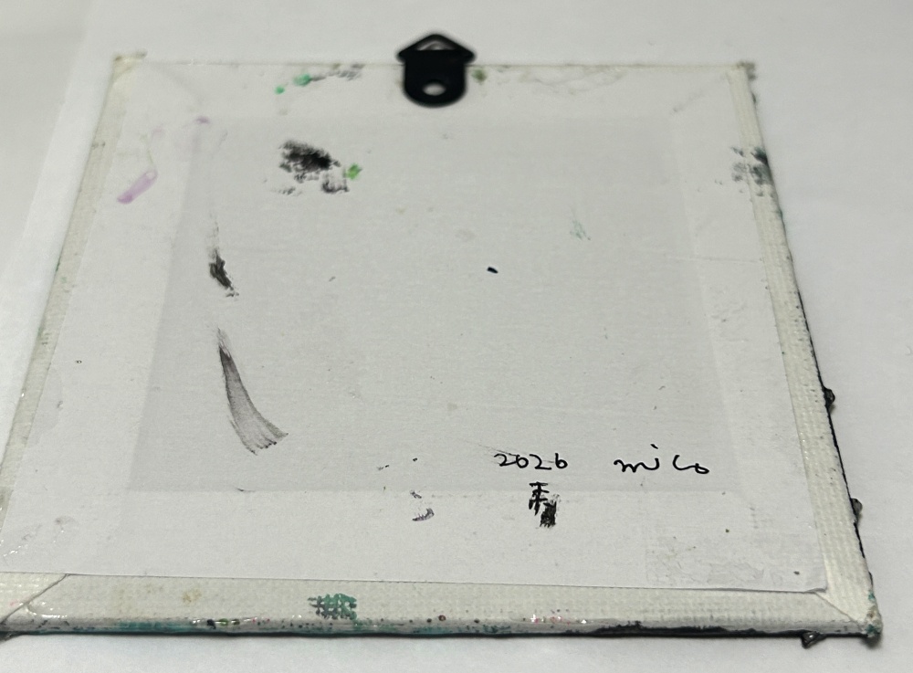 ぐるぐるTFNYブルーちゃん ミニアクリル画 キャンバスボード10×10cm