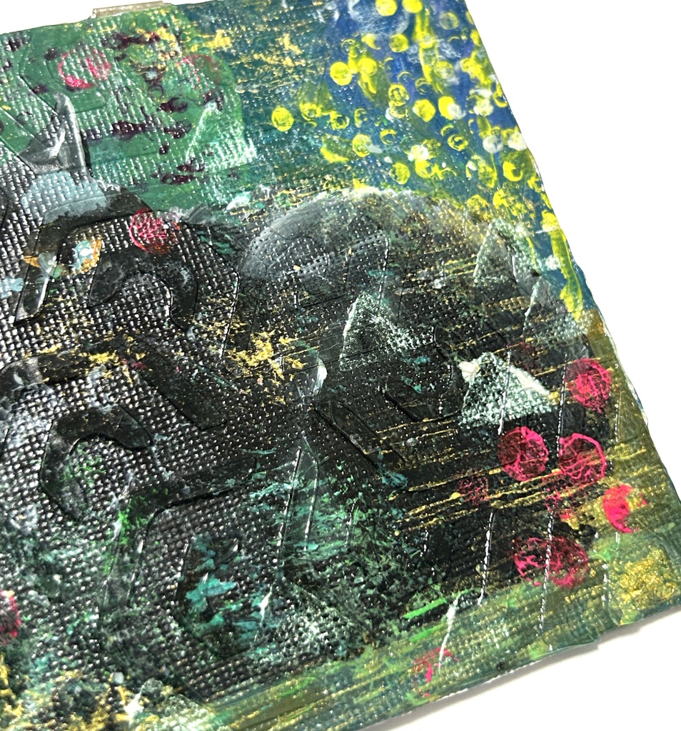 インザフォレスト猫 ミニアクリル画 キャンバスボード10×10cm