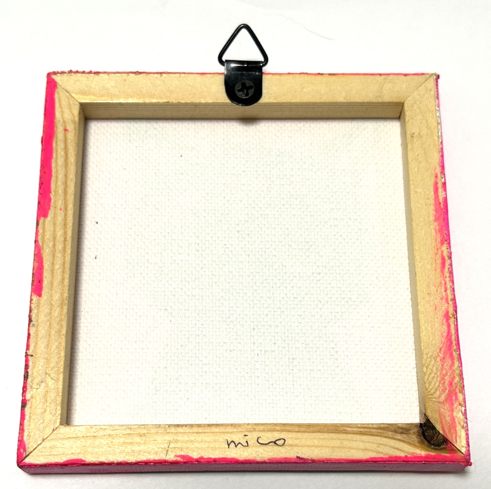 困ったちゃん ピンク ミニアクリル画 キャンバス10×10cm