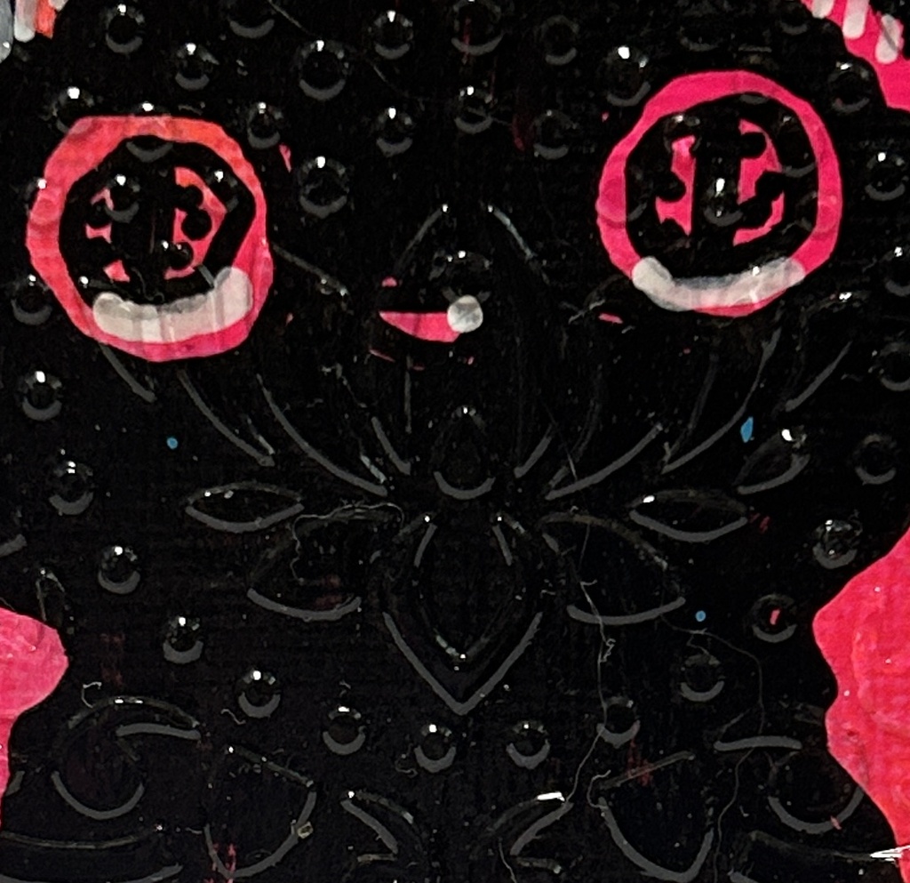 困ったちゃん ピンク ミニアクリル画 キャンバス10×10cm