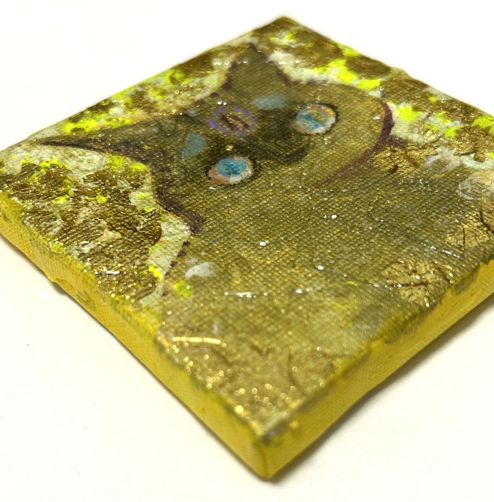 ゴッドキャット ミニアクリル画 キャンバス7.5×7.5cm