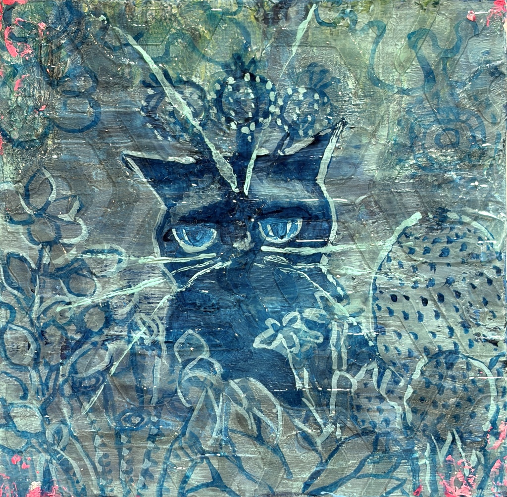 ブルーガーデン　10×10cm アクリル画