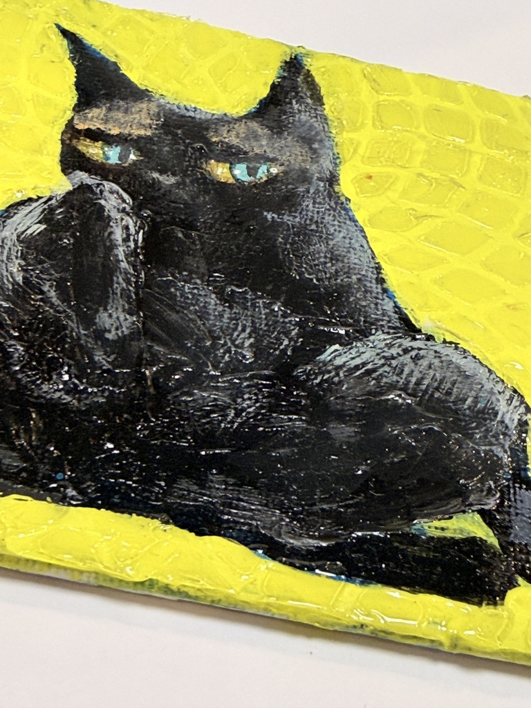 足舐めイエロー アクリル画 10×10cm